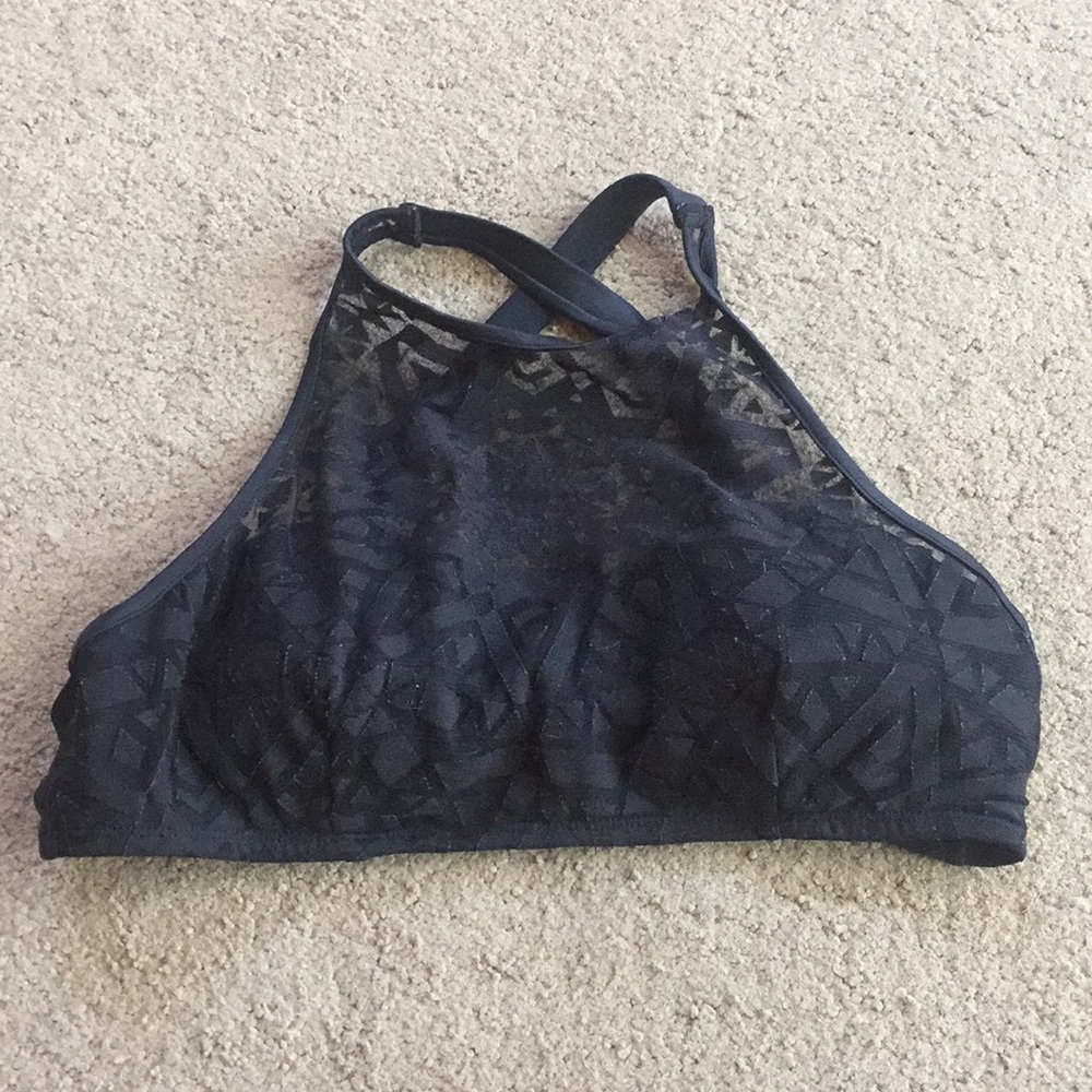 Xhilaration Black High Neck Bikini Top